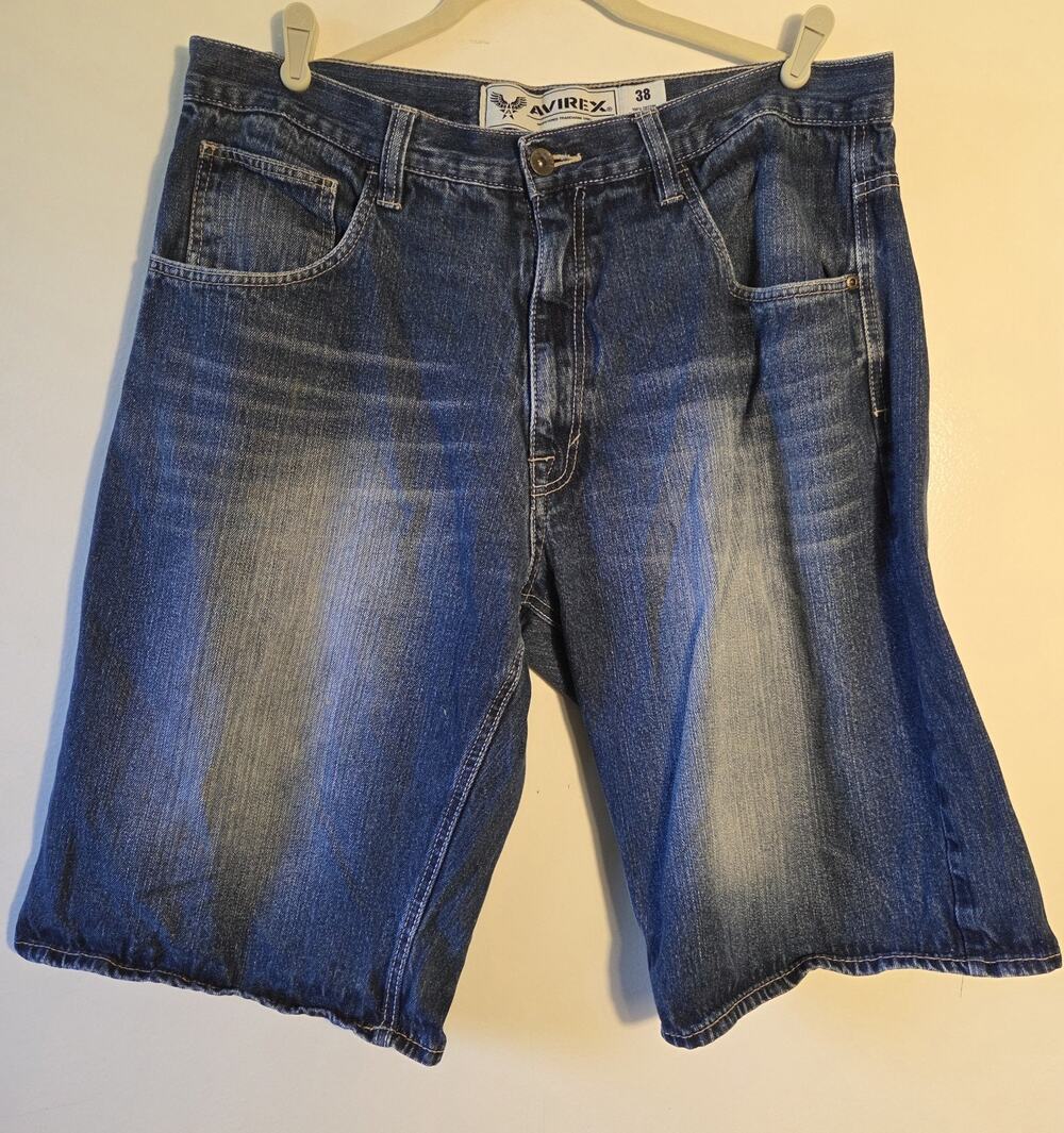 Avirex Shorts Mens 38 Blue Denim Relaxed Baggy Loose Skater Y2K Streetwear Jorts